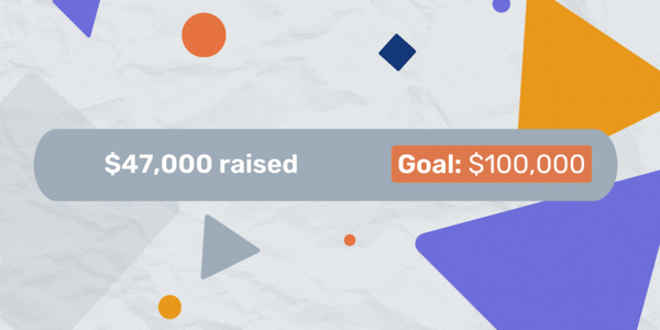 Progress bar shows $47,000 raised of our $100,000 goal